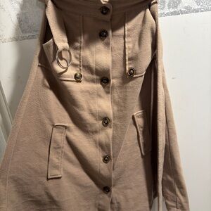 Polagram Tan Skirt with Button Detail